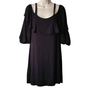 NWT Yana K Off Shoulder Jersey Knit Mini Dress S Black Rayon Blend
